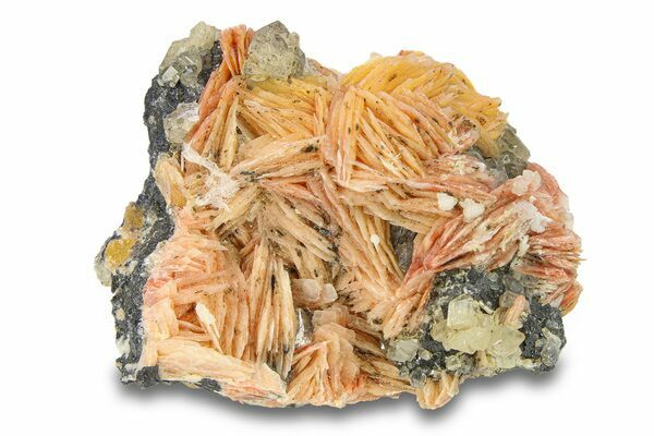 Pink bladed barite with galena and Cerussite from Morocco.